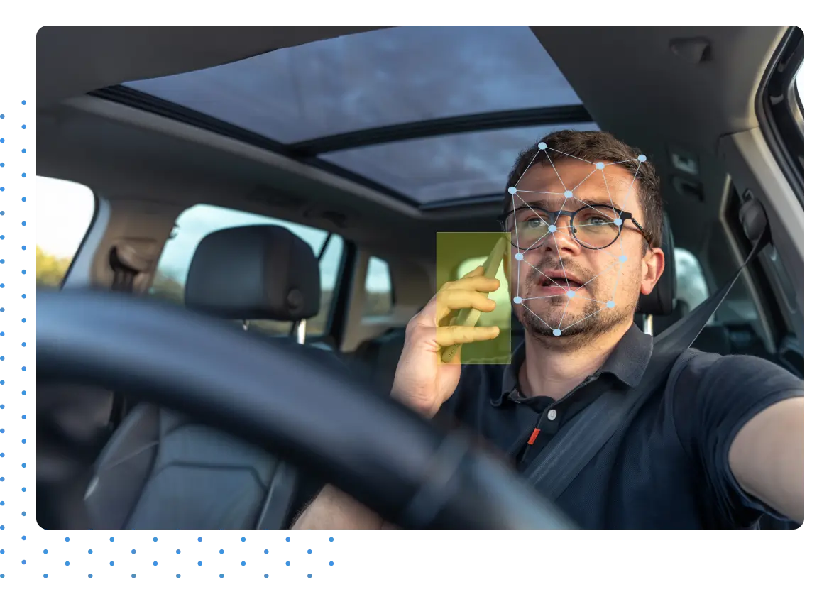 Man using cellphone in car detected