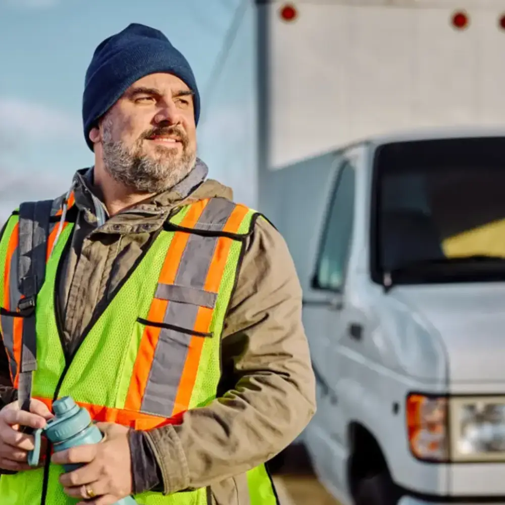 Man standing next to truck