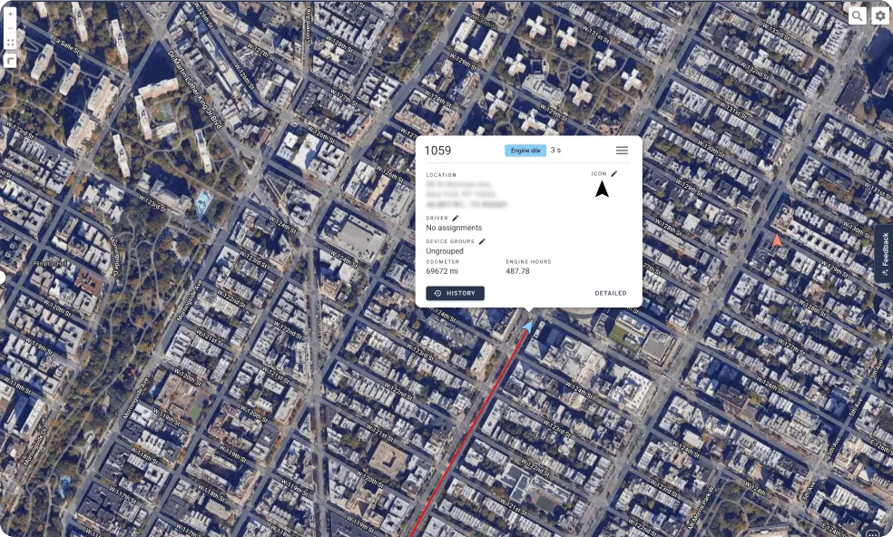 Tracking vehicle in real-time on a map