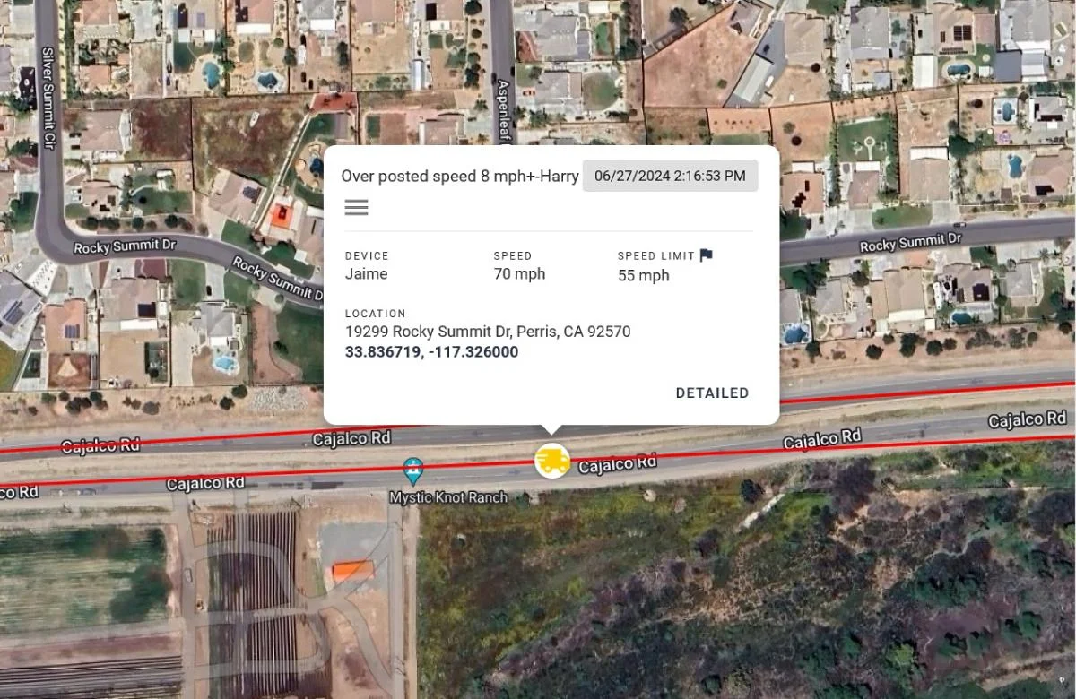 Screenshot of OSG platform displaying history of a device
