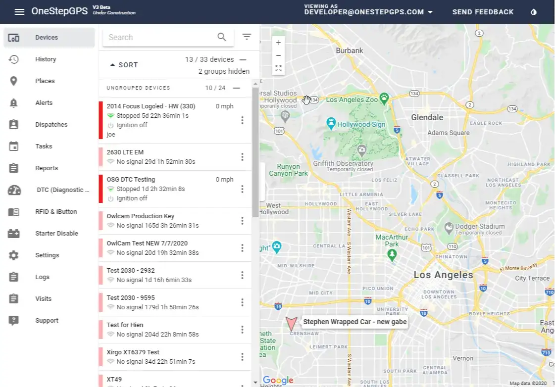 Fleet tracking dashboard screen