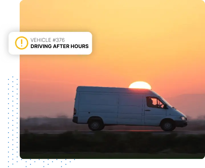 Truck driving during sunset