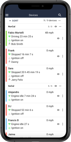 Fleet tracking on mobile device